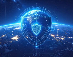 Global digital shield, futuristic design