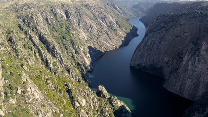 Aerial view of the cliffs and gorges of the Duero River, in the area called Arribes del Duero, which divide Spain on one side and Portugal on the other.