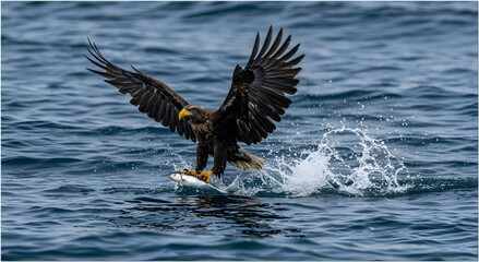 Sea Eagle Catches Fish in a Dramatic Ocean Hunt Telo Islands Indonesia