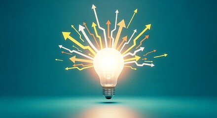 Illuminated Idea with Directional Arrows