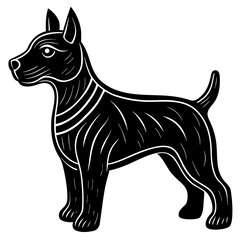Stylized black dog silhouette with white decorative lines on a white background