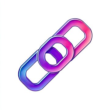 A stylized, 3D-rendered chain link.  Two overlapping links,  in vibrant gradients of purple and pink,  with rounded oblong shapes.  A  stylized, modern icon