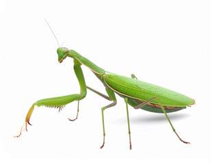 Green Praying Mantis Isolated on White Background A Detailed Insect Portrait