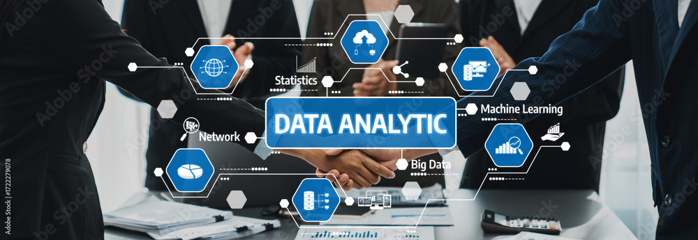 Aufkleber a dynamic scene depicting professionals engaged in data analytic discussions, showcasing teamwork an