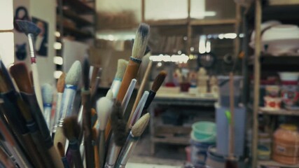 Brushes in Ceramic Workshop Studio