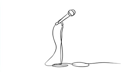 Single line drawing of a microphone stand
