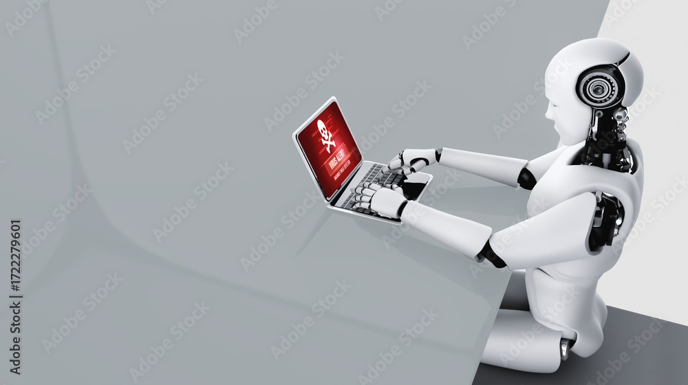 Poster virus warning alert on computer screen detected modish cyber threat , hacker, computer virus and mal