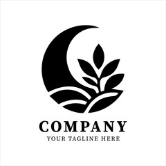 Obraz premium Minimalist Moon Logo Vector, Black and White Lunar Silhouette, Elegant Crescent Night Sky Symbol, Eco-Friendly Celestial Artwork, Decorative Lunar Illustration for Branding and Modern Design Identity