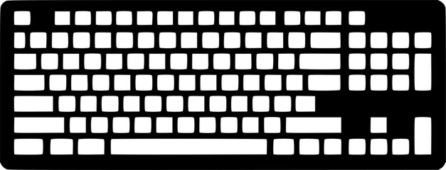 Obraz premium black and white silhouette of a keyboard vector on a white background 