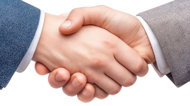 Close-up of Two Hands Shaking on Transparent Background - Powered by Adobe