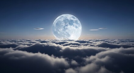 Moonlit Cloudscape Above the Earth.