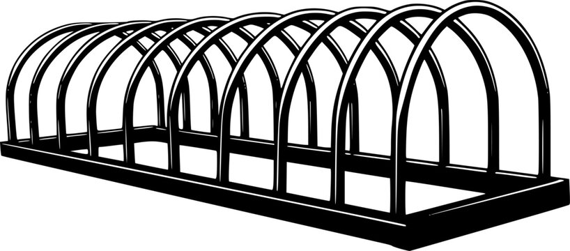 black and white silhouette of a bicycle rack vector on a white background
