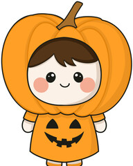 little kid cute pumpkin halloween