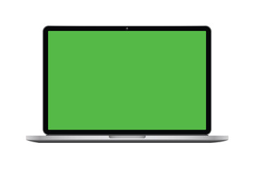 Laptop with Green Screen Isolated on White Background. Notebook Computer Vector Illustration