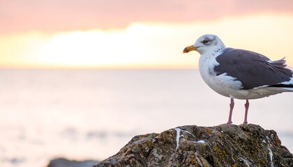 Seagull at sunrise over the ocean