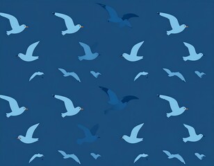Seagulls in flight, a repeating pattern