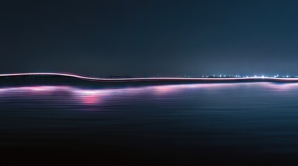 Long exposure style water surface scene with smooth light trails across the horizon, cinematic and futuristic, perfect for motion, energy, and nightscape themes.