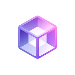 3D rendered cube,  gradient purple-lavender,  hollow interior