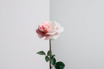 Fototapeta premium Minimalist rose, modern line art and elegant floral concept design