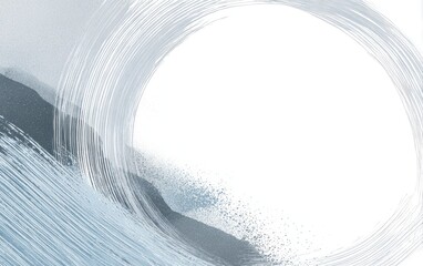 Abstract swirling wave graphic with a central white circle