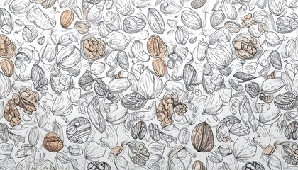Seamless pattern of various nuts