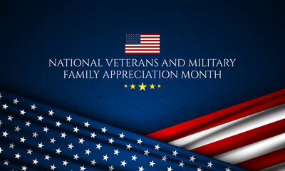 Happy National Veterans And Military Family Appreciation Month Is November. Background Design Illustration