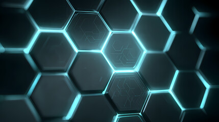 Fototapeta premium Illuminated Hexagon Background Abstract 3D Rendered Geometric Design for Modern Tech