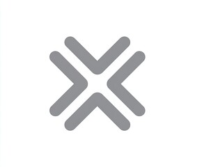 Obraz premium Gray, stylized X-shaped graphic. Four intersecting lines, creating a central point. Each line has a subtle V-shape