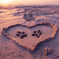 Thin Heart Outline Written with Stick in Smooth Beige Sand with Gentle Coastal Ambience – ideal for inspirational posters