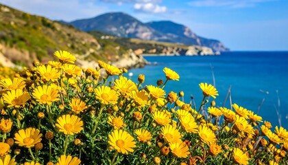 Coastal wildflowers in bloom