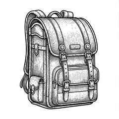 Vintage backpack with straps and pockets in monochrome design  