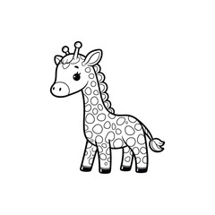 Fototapeta premium Cute cartoon giraffe standing with playful expression