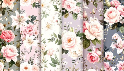 Floral fabric collection with various patterns