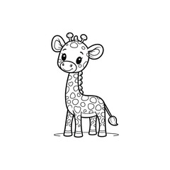 Cute cartoon giraffe with hearts, playful design