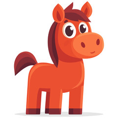 Obraz premium 귀여운 붉은 말 캐릭터, Cute red horse character