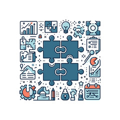 Creative puzzle pieces symbolizing teamwork and strategy