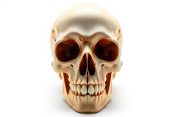 Fototapeta premium Clean, stark white background showcasing a human skull, halloween, white background