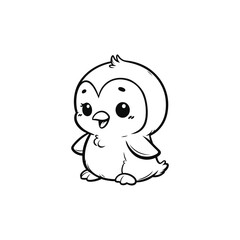 Cute cartoon baby owl standing with a cheerful expression