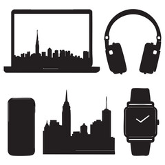 Fototapeta premium London cityscape silhouette with prominent landmarks and buildings