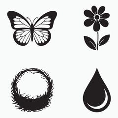 Fototapeta premium A beautiful black and white butterfly vector illustration set, perfect for nature and spring decoration