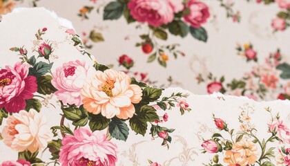 Obraz premium Floral fabric pattern, torn edges