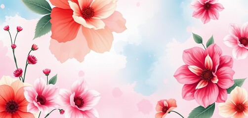 Fototapeta premium Delicate floral watercolor wash background, perfect for invitations or branding, wedding, minimalist