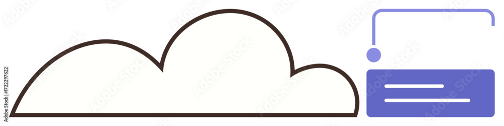 Poster abstract cloud with a rectangular storage folder indicating digital storage. ideal for data backup, 