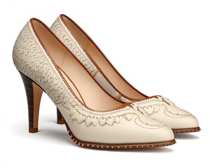 Fototapeta premium Cream High Heel Pumps With Embellishment