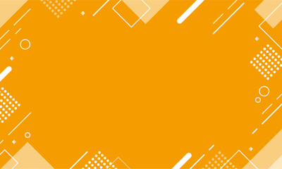 【オレンジ】幾何学模様背景・メンフィスのフレームパターン素材