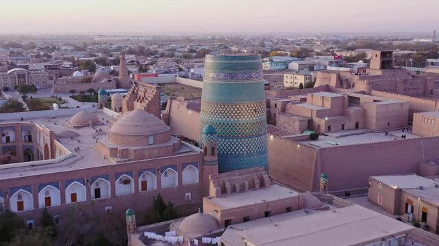 The kalta minor minaret stands tall in the ancient city of khiva, uzbekistan