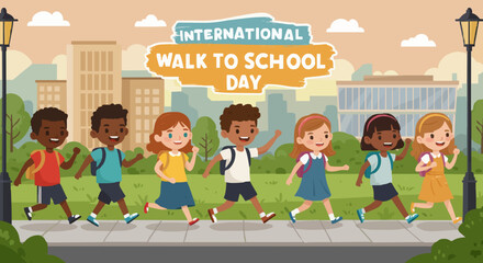 Vector illustration internasional walk to school day