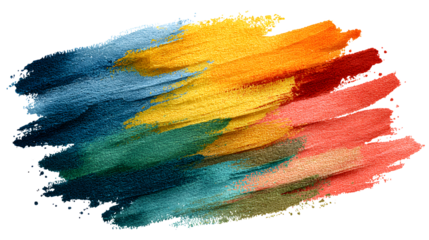 Colorful watercolor brushstrokes isolated on transparent background