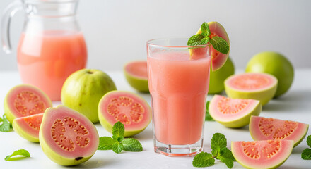 Fresh pink guava juice