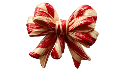 Candy cane bow isolated on transparent background